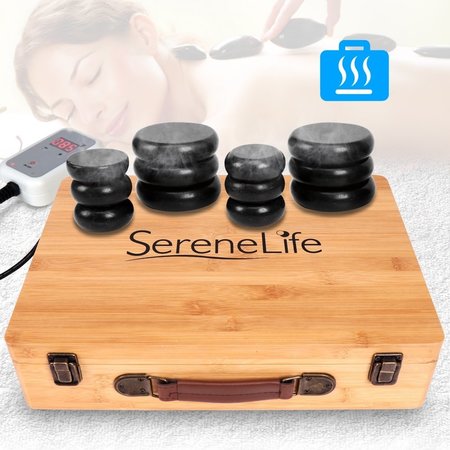 SERENELIFE Hot Stone Massage Kit - Portable Heated Rock Massaging Therapy System PSLMSGST65